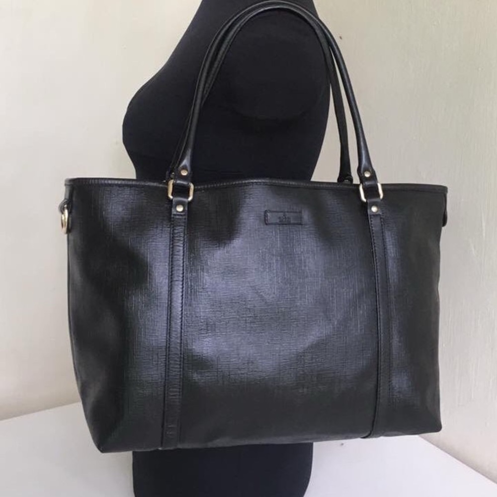 Gucci Black Leather Tote Bag